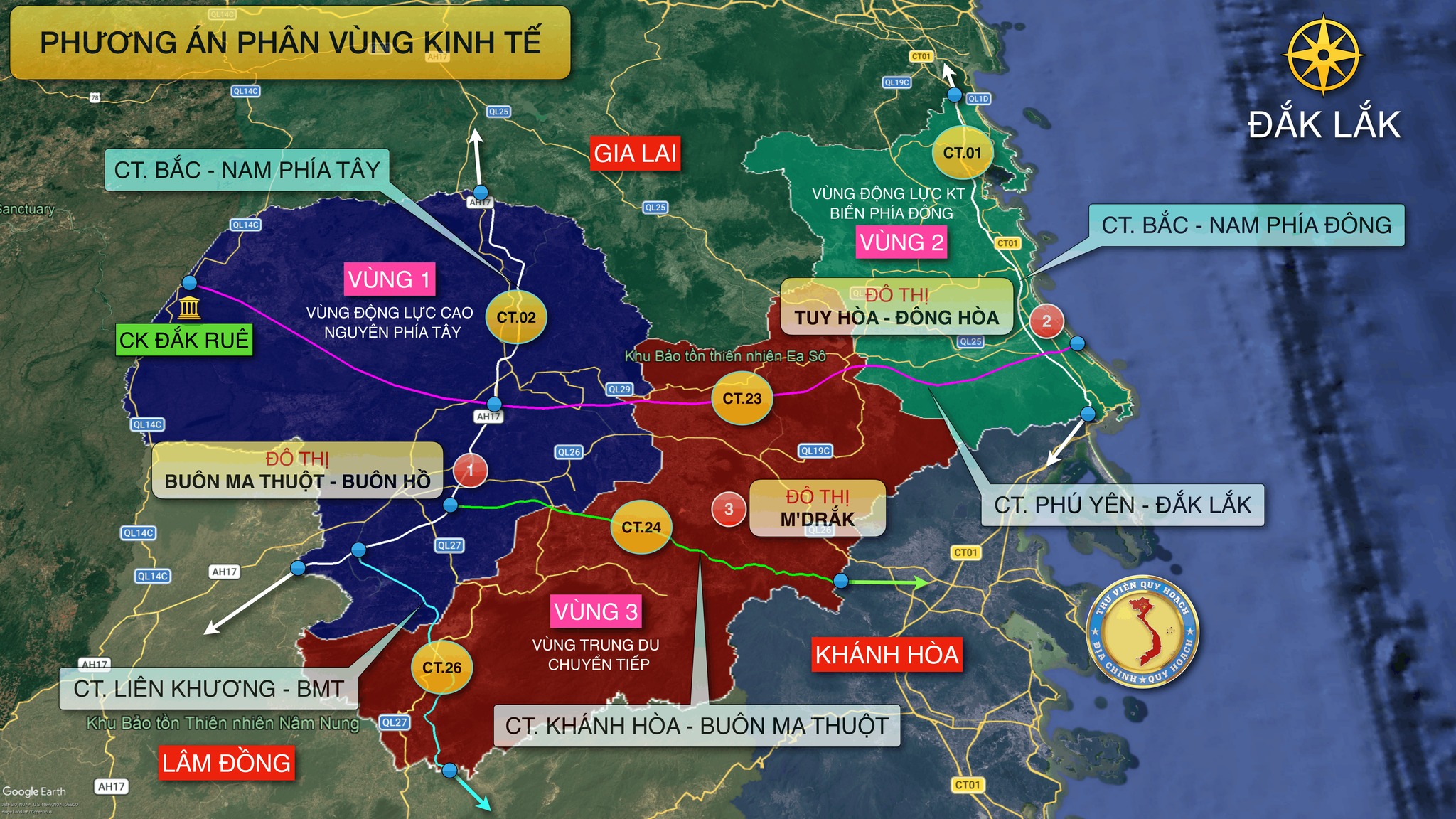 quy hoạch 3 vùng tỉnh daklak